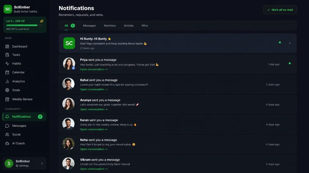 Sciember Notifications screenshot